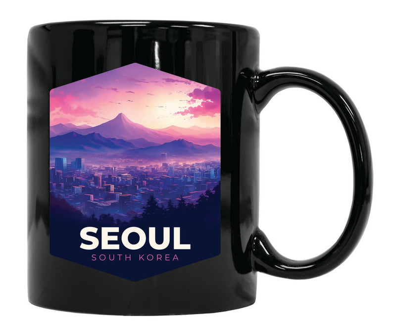Seoul South Korea Souvenir 12 oz Ceramic Coffee Mug Black