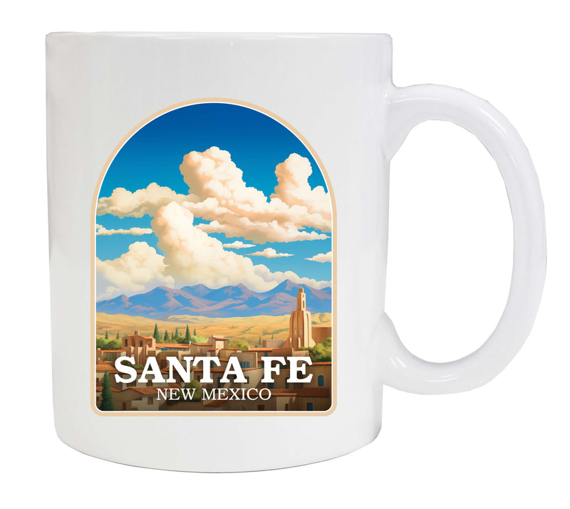 Santa Fe New Mexico Design A Souvenir 12 oz Ceramic Coffee Mug White 2-Pack