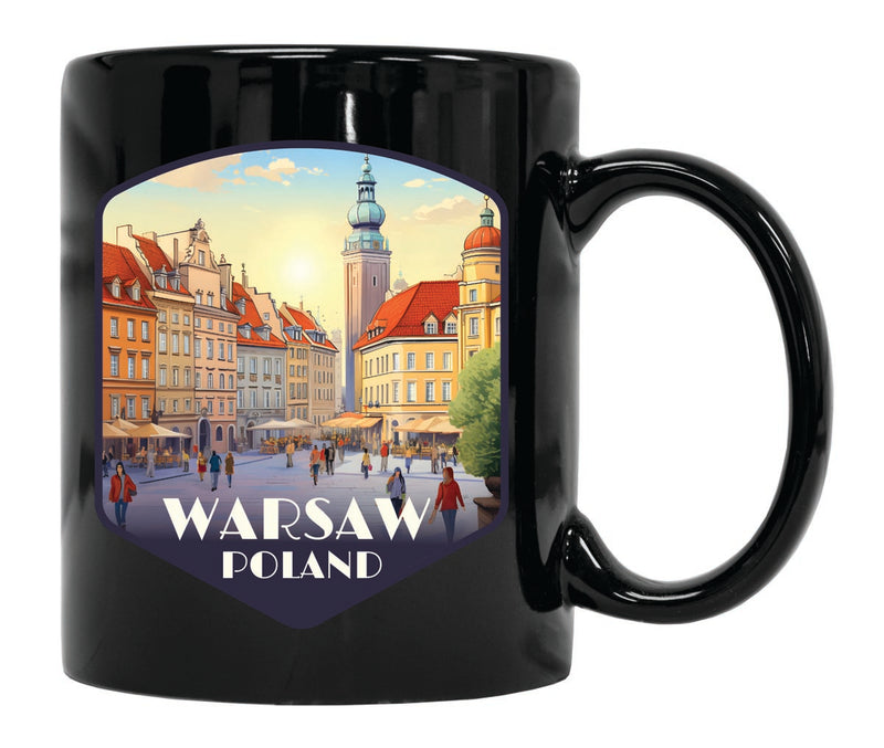 Warsaw Poland Souvenir 12 oz Ceramic Coffee Mug Black
