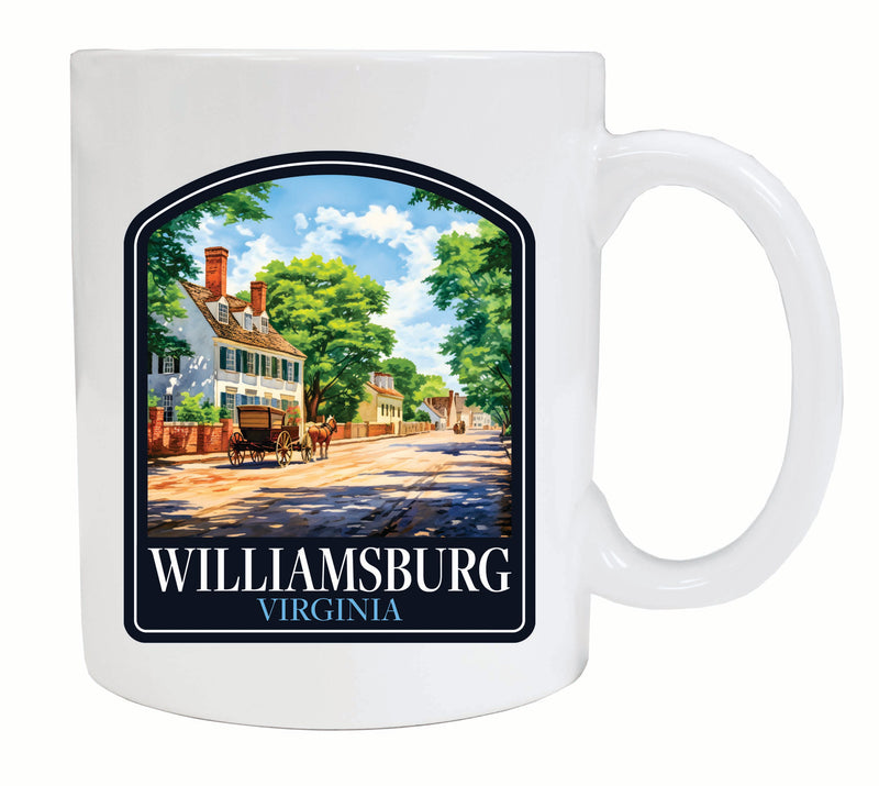 Williamsburg Virginia Colonial Street Design Souvenir 12 oz Ceramic Coffee Mug White 4-Pack