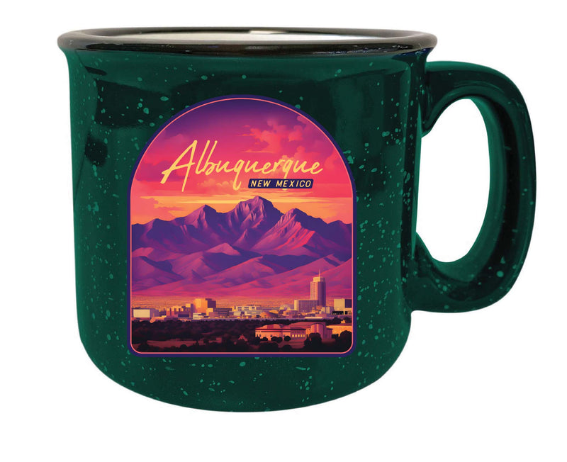Alburqueque New Mexico Design B Souvenir 16 oz Ceramic camping mug Green 2-Pack