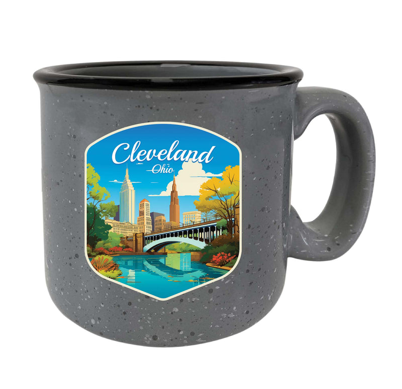 Cleveland Ohio Design B Souvenir 16 oz Ceramic camping mug Gray Single