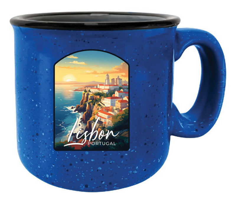 Lisbon Portugal Design B Souvenir 16 oz Ceramic camping mug