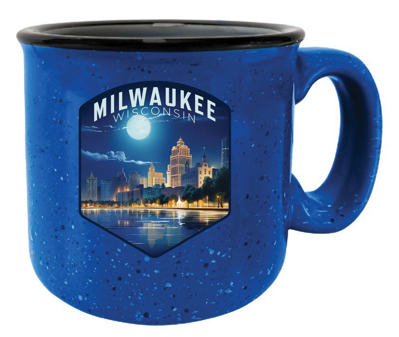 Milwaukee Wisconsin Design B Souvenir 16 oz Ceramic camping mug Blue Single