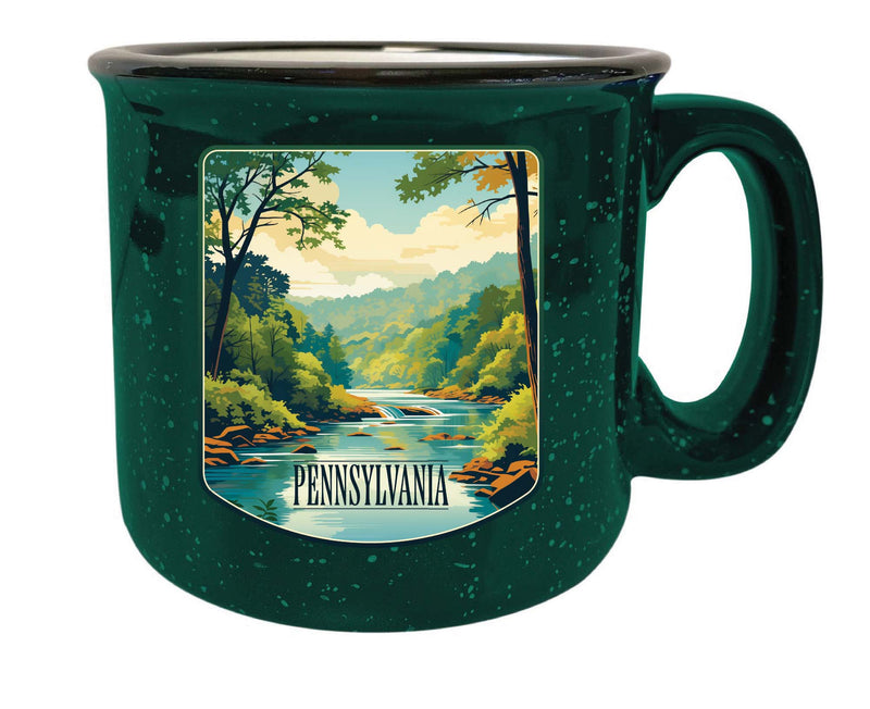 Pennsylvania Design B Souvenir 16 oz Ceramic camping mug Green 4-Pack