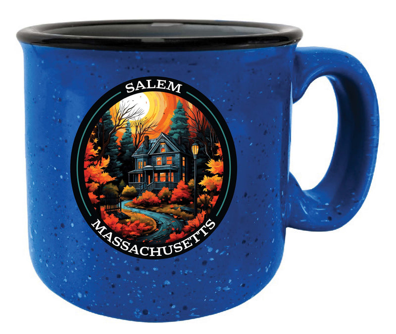 Salem Massachussettes Design B Souvenir 16 oz Ceramic camping mug Blue Single
