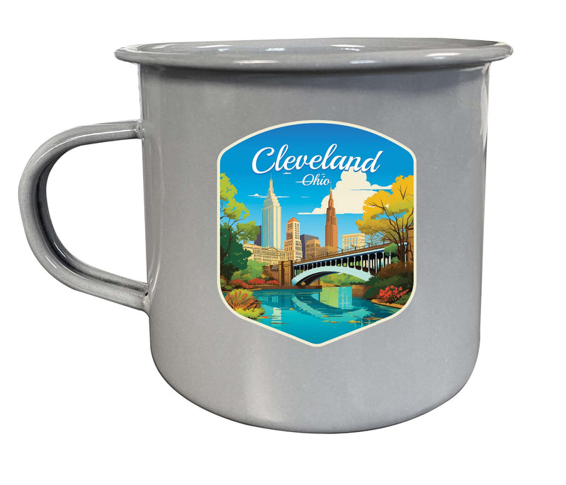 Cleveland Ohio Design B Souvenir Tin Camper Coffee Mug Gray 4-Pack
