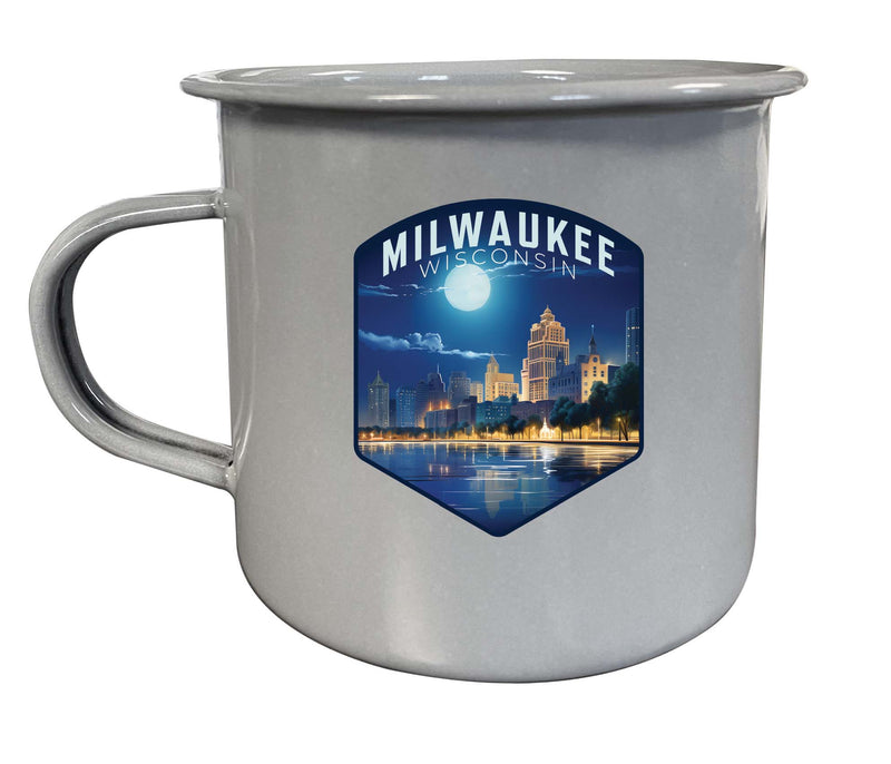 Milwaukee Wisconsin Design B Souvenir Tin Camper Coffee Mug Gray Single