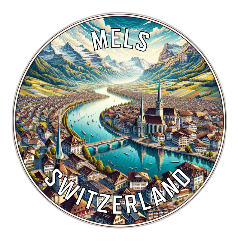Mels Switzerland Souvenir Vinyl Decal Sticker 2-Inch