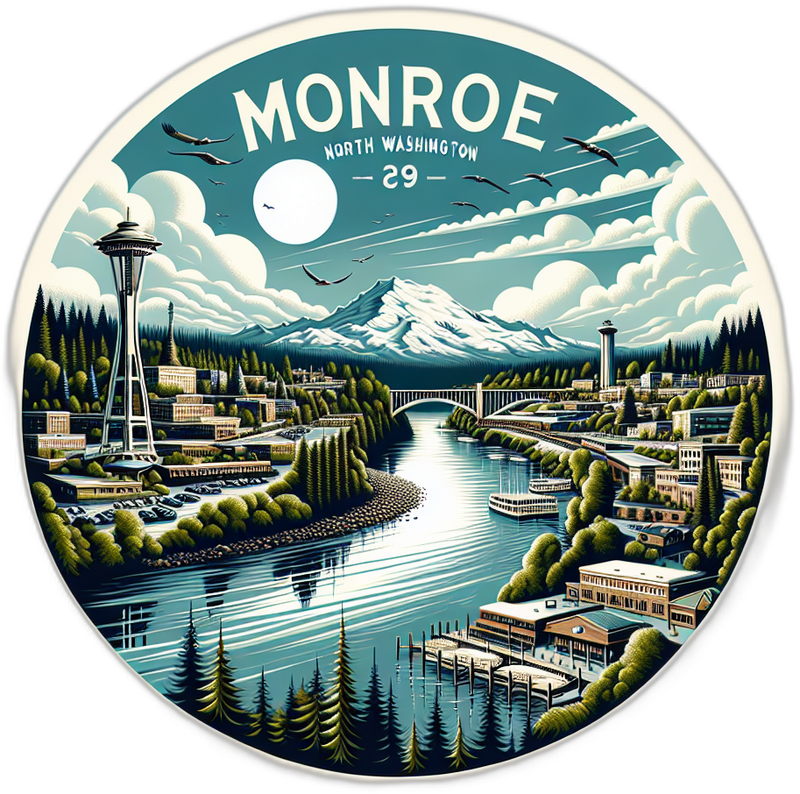 Monroe North Washington Souvenir Die Cut Flat Magnet 6-Inch