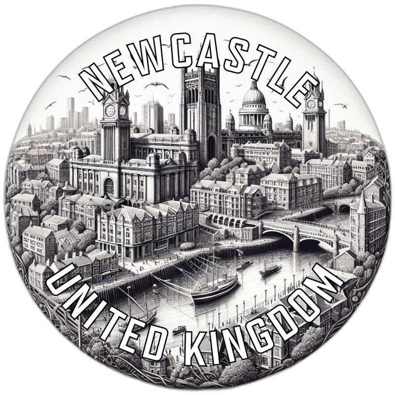 Newcastle United Kingdom Souvenir Die Cut Flat Magnet 4-Inch