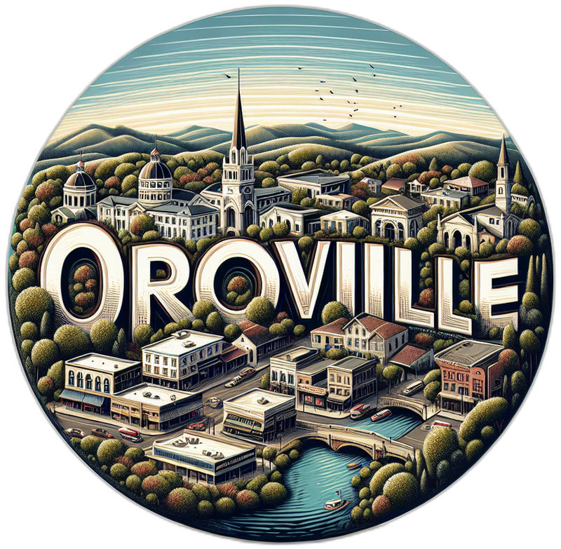 Oroville California Souvenir Die Cut Flat Magnet 6-Inch