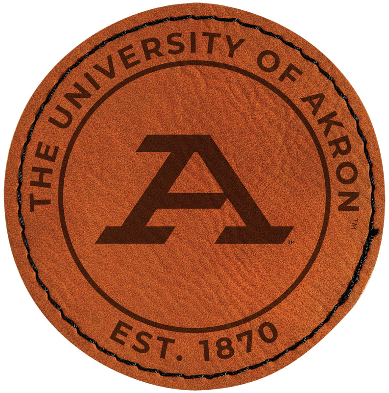 Akron Zips Officially Licensed Circular Leatherette Patch - Iron-On with Adhesive Back 4-Pack