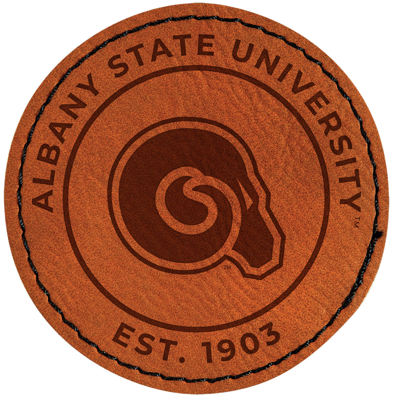Albany State University Officially Licensed Circular Leatherette Patch - Iron-On with Adhesive Back 4-Pack
