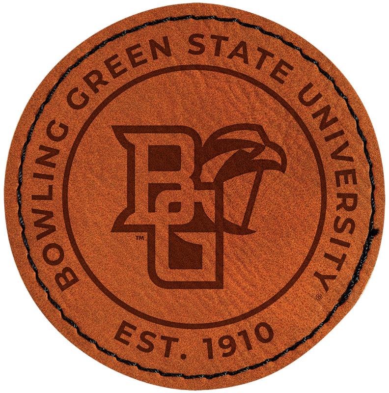 Bowling Green Falcons Officially Licensed Circular Leatherette Patch - Iron-On with Adhesive Back 4-Pack