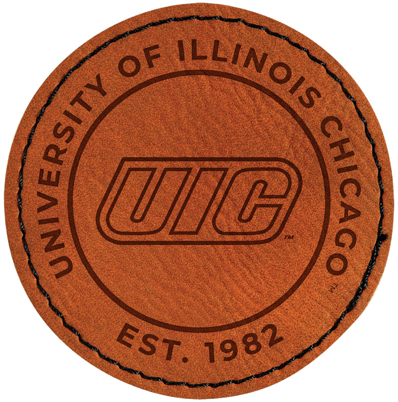 University of Illinois at Chicago Officially Licensed Circular Leatherette Patch - Iron-On with Adhesive Back Single