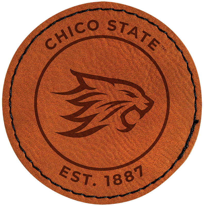 California State University, Chico Officially Licensed Circular Leatherette Patch - Iron-On with Adhesive Back 2-Pack