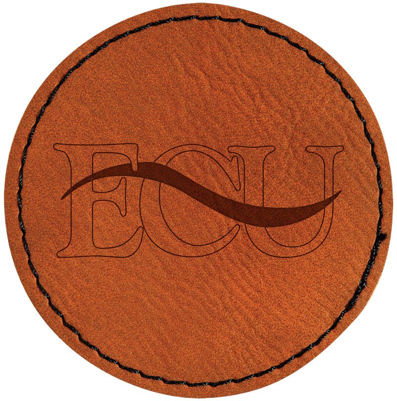 East Central University Tigers Officially Licensed Circular Leatherette Patch - Iron-On with Adhesive Back 2-Pack