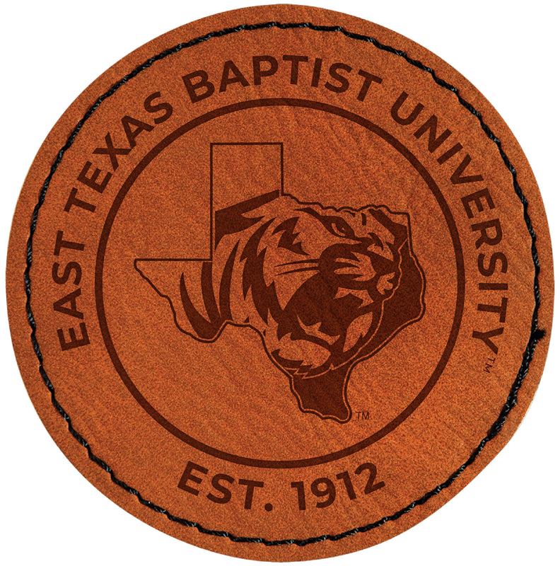 East Texas Baptist University Officially Licensed Circular Leatherette Patch - Iron-On with Adhesive Back Single
