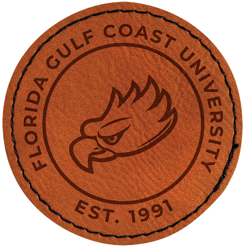 Florida Gulf Coast Eagles Officially Licensed Circular Leatherette Patch - Iron-On with Adhesive Back Single