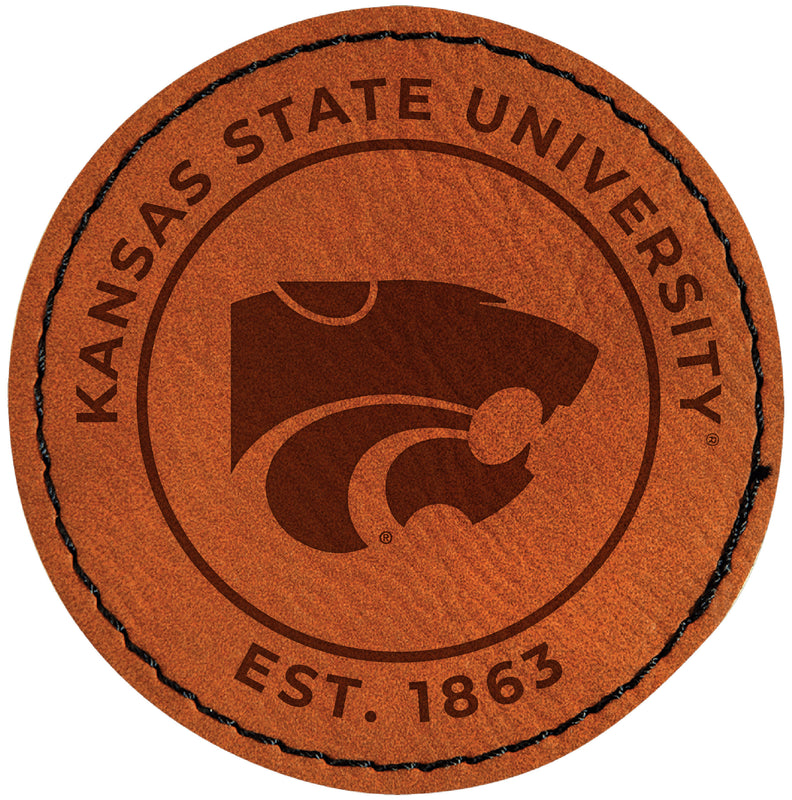 Kansas State Wildcats Officially Licensed Circular Leatherette Patch - Iron-On with Adhesive Back Single