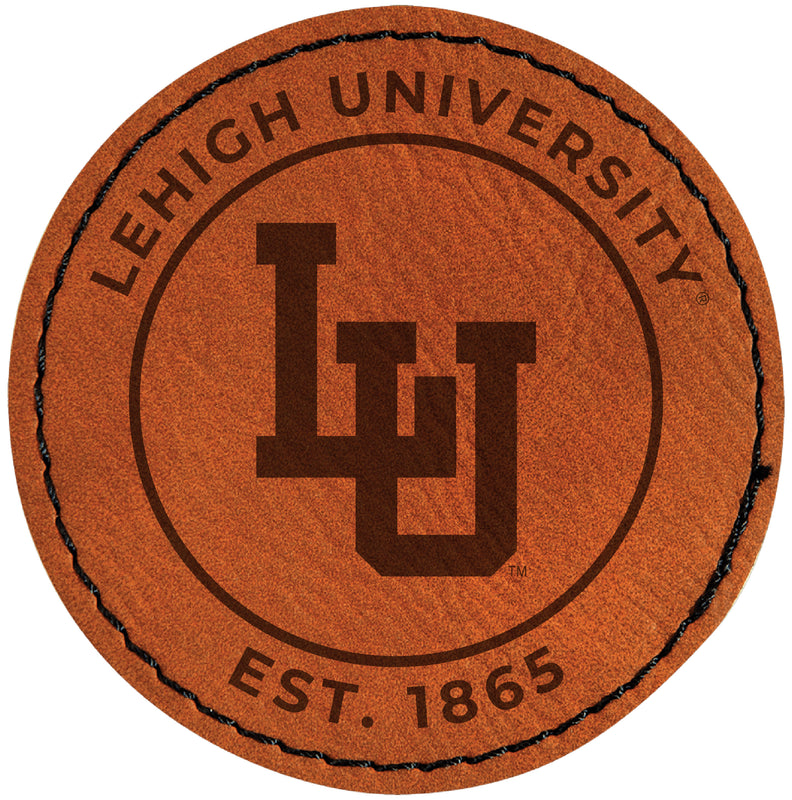 Lehigh University Mountain Hawks Officially Licensed Circular Leatherette Patch - Iron-On with Adhesive Back 4-Pack