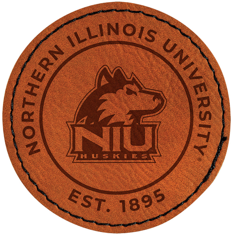 Northern Illinois Huskies Officially Licensed Circular Leatherette Patch - Iron-On with Adhesive Back Single