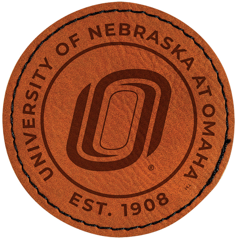 Nebraska at Omaha Officially Licensed Circular Leatherette Patch - Iron-On with Adhesive Back Single
