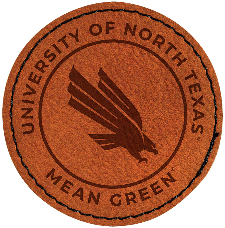 North Texas Officially Licensed Circular Leatherette Patch - Iron-On with Adhesive Back Single