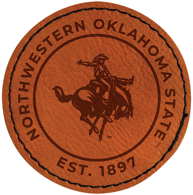 Northwestern Oklahoma State University Officially Licensed Circular Leatherette Patch - Iron-On with Adhesive Back 4-Pack