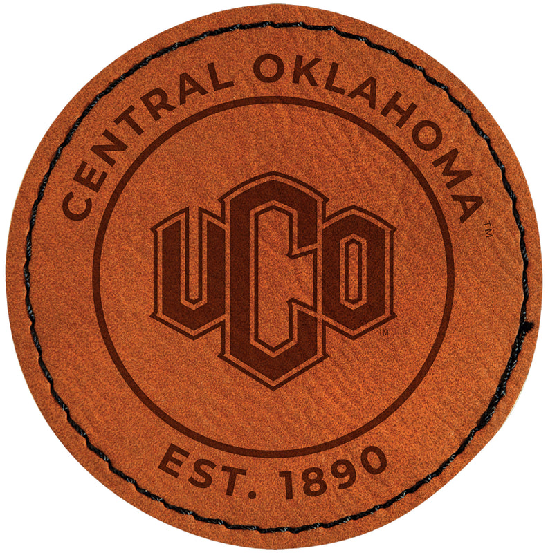 University of Central Oklahoma Bronchos Officially Licensed Circular Leatherette Patch - Iron-On with Adhesive Back Single
