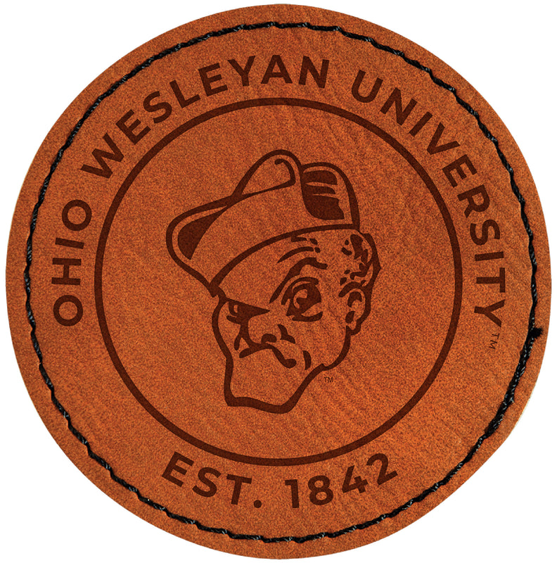 Ohio Wesleyan University Officially Licensed Circular Leatherette Patch - Iron-On with Adhesive Back Single
