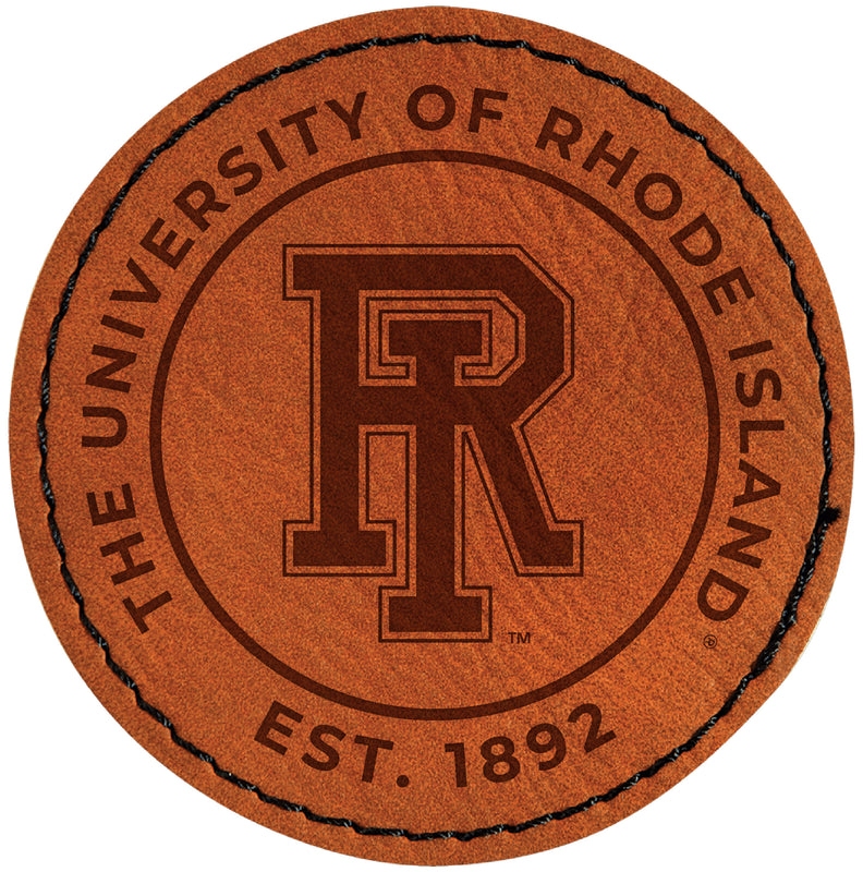 Rhode Island University Officially Licensed Circular Leatherette Patch - Iron-On with Adhesive Back 4-Pack