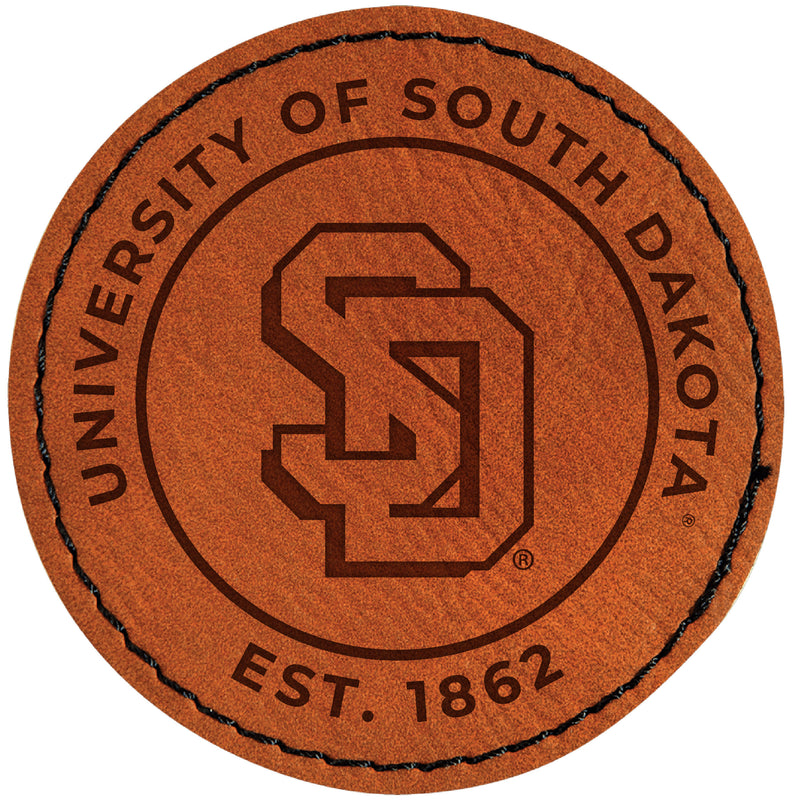 South Dakota Coyotes Officially Licensed Circular Leatherette Patch - Iron-On with Adhesive Back Single