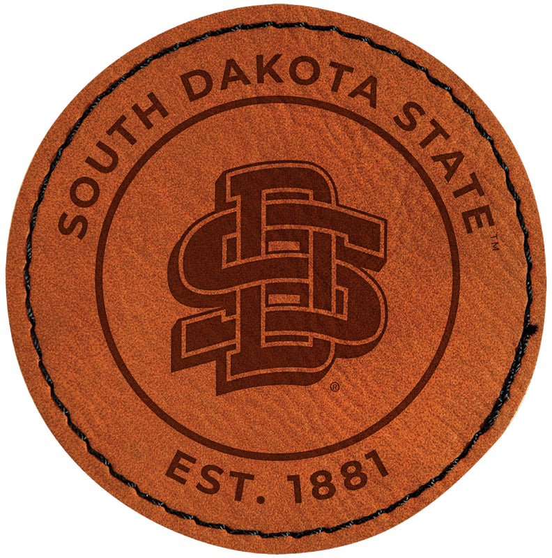 South Dakota State Jackrabbits Officially Licensed Circular Leatherette Patch - Iron-On with Adhesive Back 2-Pack