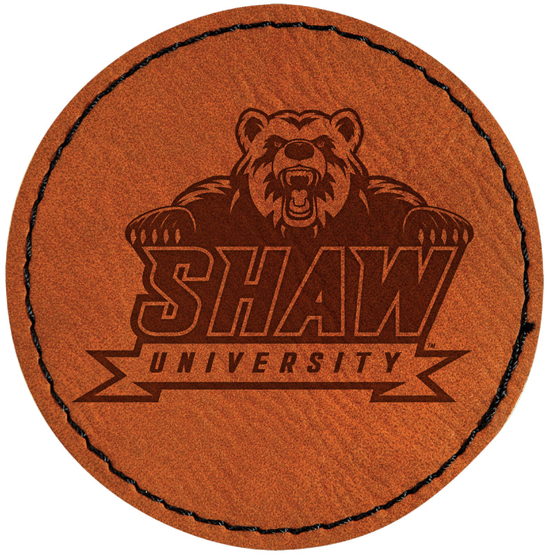 Shaw University Bears Officially Licensed Circular Leatherette Patch - Iron-On with Adhesive Back Single