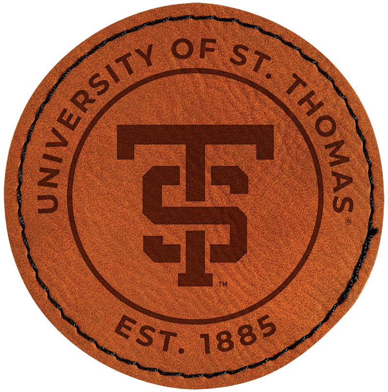 University of St. Thomas Officially Licensed Circular Leatherette Patch - Iron-On with Adhesive Back Single