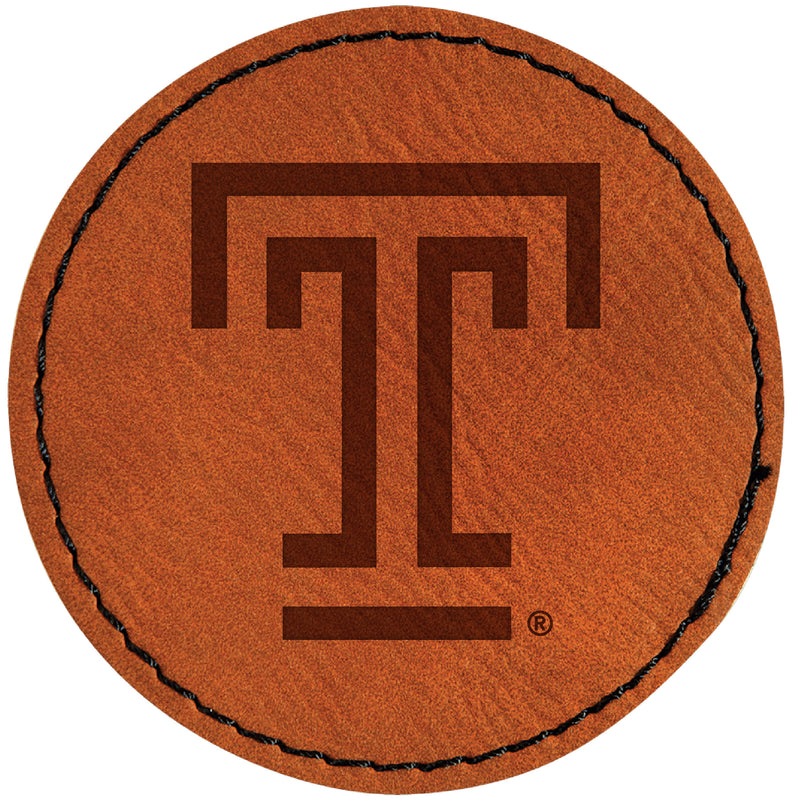Temple University Officially Licensed Circular Leatherette Patch - Iron-On with Adhesive Back Single
