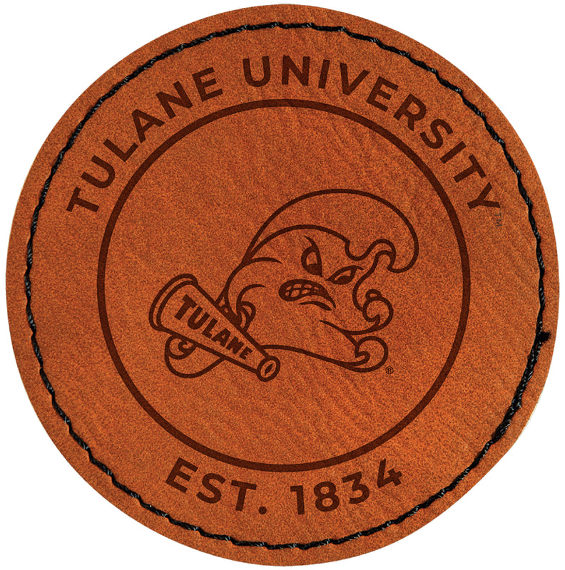 Tulane University Green Wave Officially Licensed Circular Leatherette Patch - Iron-On with Adhesive Back Single