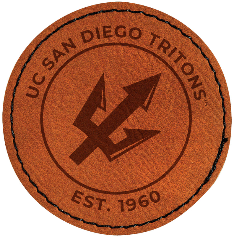 UC San Diego Officially Licensed Circular Leatherette Patch - Iron-On with Adhesive Back Single