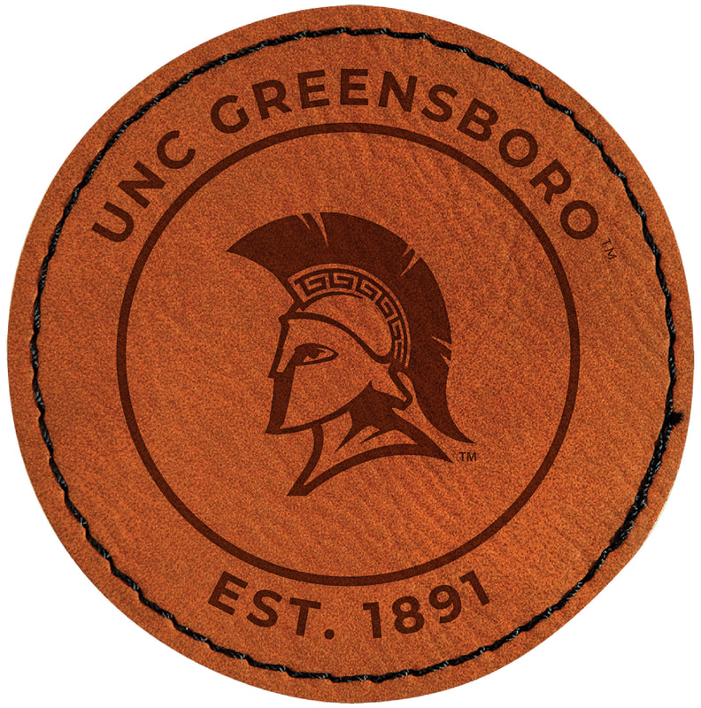North Carolina Greensboro Spartans Officially Licensed Circular Leatherette Patch - Iron-On with Adhesive Back Single