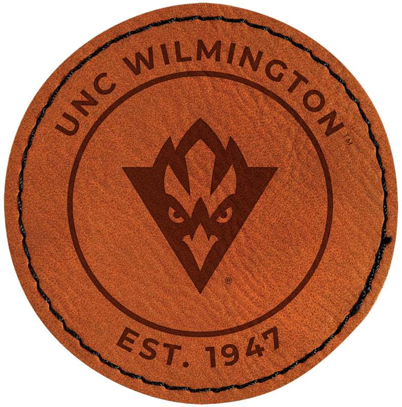 North Carolina Wilmington Seahawks Officially Licensed Circular Leatherette Patch - Iron-On with Adhesive Back Single