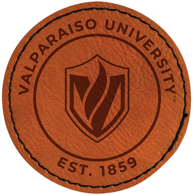 Valparaiso University Officially Licensed Circular Leatherette Patch - Iron-On with Adhesive Back Single