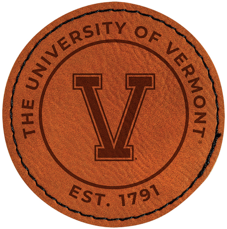 Vermont Catamounts Officially Licensed Circular Leatherette Patch - Iron-On with Adhesive Back Single