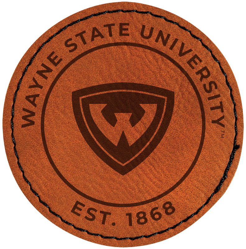 Wayne State Officially Licensed Circular Leatherette Patch - Iron-On with Adhesive Back 2-Pack
