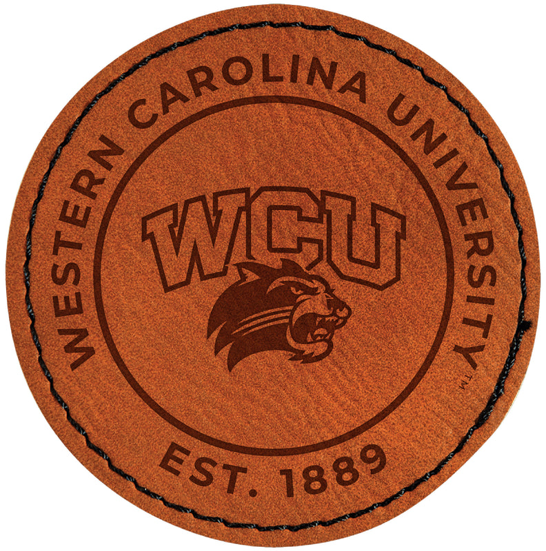 Western Carolina University Officially Licensed Circular Leatherette Patch - Iron-On with Adhesive Back Single