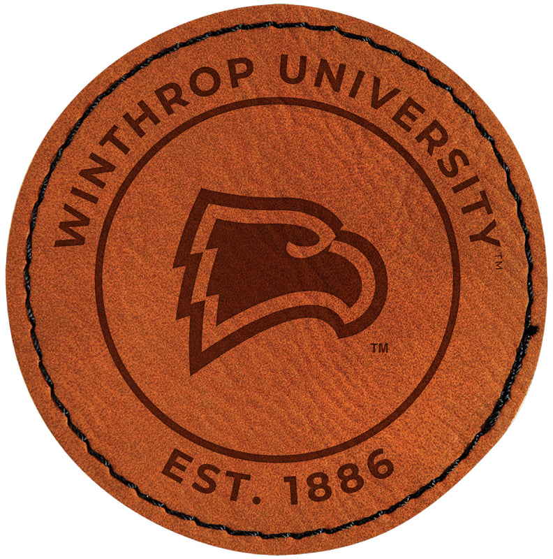 Winthrop University Officially Licensed Circular Leatherette Patch - Iron-On with Adhesive Back 4-Pack