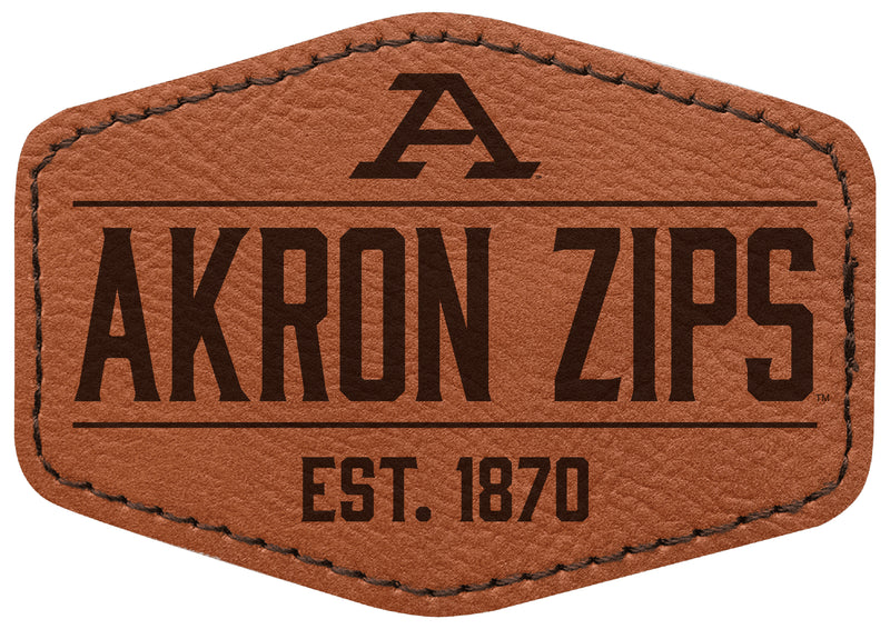 Akron Zips Officially Licensed Hexagonal Leatherette Patch - Iron-On with Adhesive Back 4-Pack