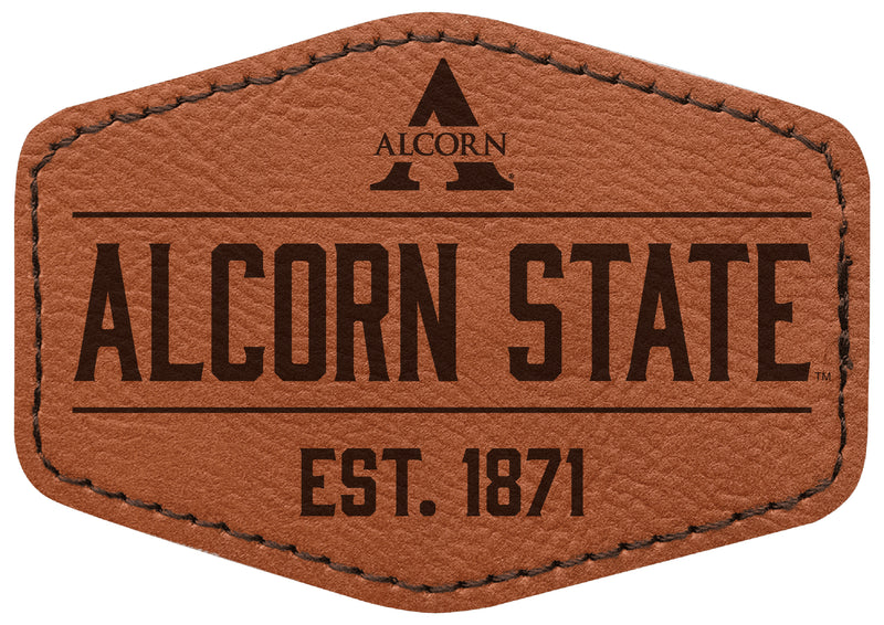 Alcorn State Braves Officially Licensed Hexagonal Leatherette Patch - Iron-On with Adhesive Back 2-Pack