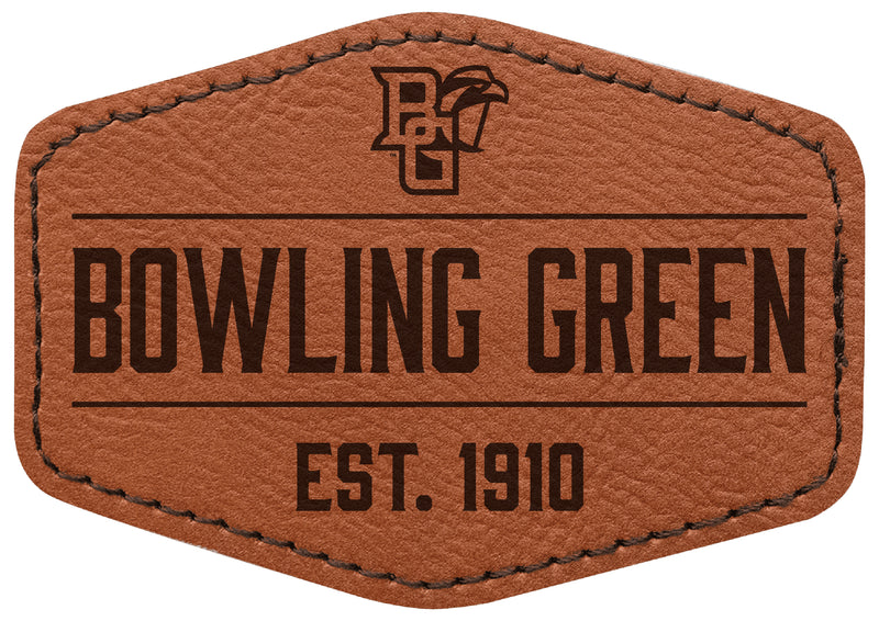 Bowling Green Falcons Officially Licensed Hexagonal Leatherette Patch - Iron-On with Adhesive Back 4-Pack